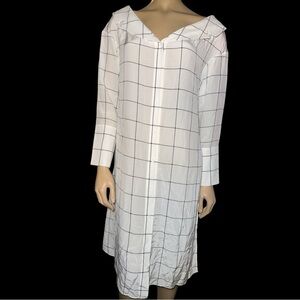 NWT Alice + Olivia women’s Silk Window Pane Tunic white plaid Blouse size S